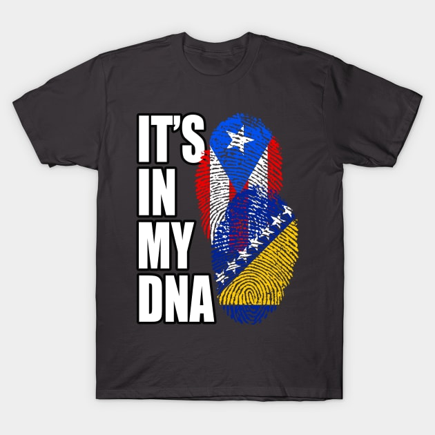 Bosnian And Puerto Rican Mix DNA Flag Heritage Gift T-Shirt by Just Rep It!!